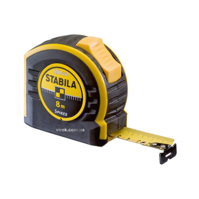 Рулетка STABILA Type BM40 : L= 10 м х 27 мм, поліамідне покриття стрічки, гачок Spikes