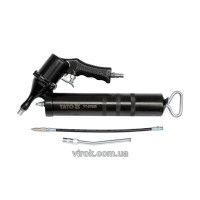 Шприц мастильний пневматичний YATO : 400 см³, вих. P= 30-40 MPa, продукт.- 28 л/хв [10]