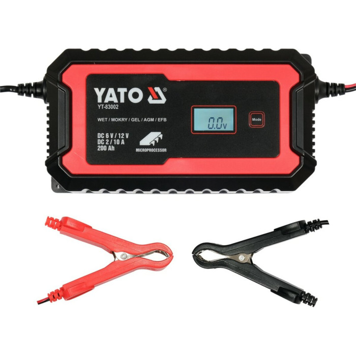 Зарядний прилад мережевий з LCD дисплеєм 230В YATO до акумуляторів 6V-2А 12V-10А, макс. 240AГод [12]