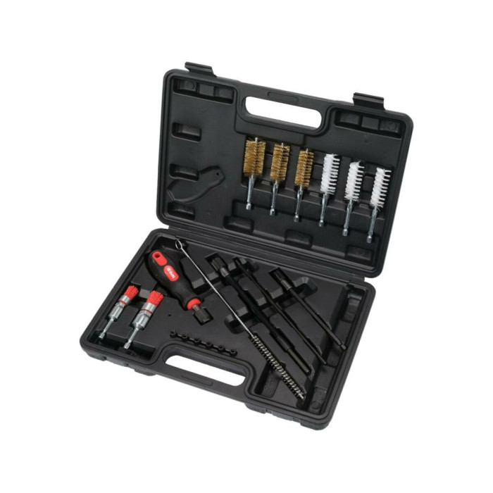 Засоби для очистки гнізд сопл форсунок YATO; тримач- 1/4" Ø= 7, 16, 17, 18, 20, 23 мм, компл. 19 ел.
