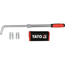Ключ для колес телескопический YATO L-образный, квадр-1/2", 2 насадки: М17x19 и М21х23, l=385-530 мм.