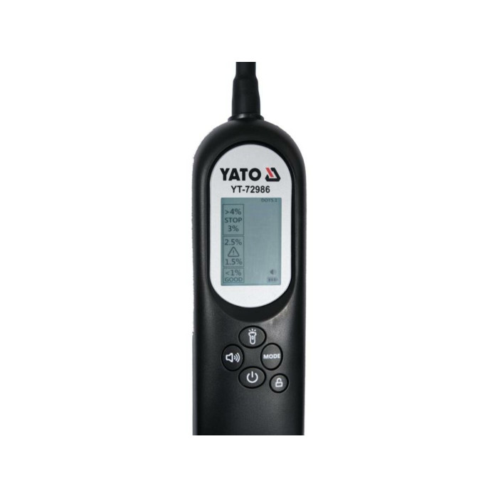 Тестер гальмівної рідини YATO з LCD дисплеєм і звуковим сигналом, живлення- акумулятор 3,7 В [28]