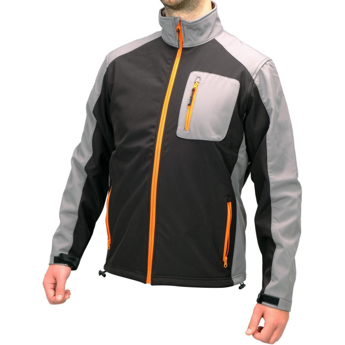Куртка робоча SOFTSHELL YATO розмір S, чорно-сіра, 3 кишені, 96% поліестер і 4% спандекс(DW)