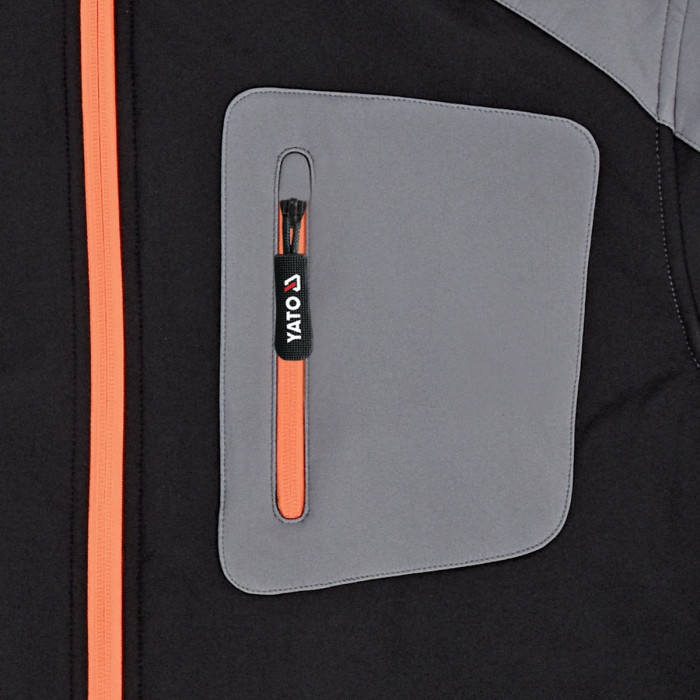 Куртка робоча SOFTSHELL YATO розмір S, чорно-сіра, 3 кишені, 96% поліестер і 4% спандекс(DW)