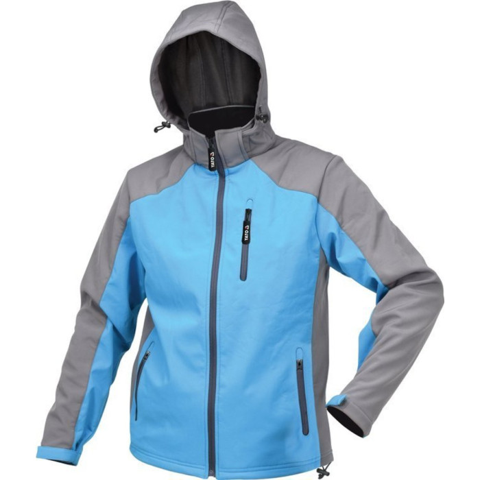 Куртка робоча SOFTSHELL з прикріп капюшоном YATO розм XXXL, синьо-сіра, 3 кише, 96% поліес і 4% спан