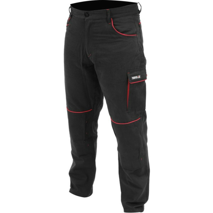 Штани робочі COMFY YATO розмір S, чорно-червоні, 7 кишень, 100% бавовна [10]
