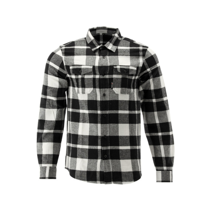 Сорочка фланелева біло-чорна, YATO розм. 2XL/ 82см х 62см,100%-бавовна [40]