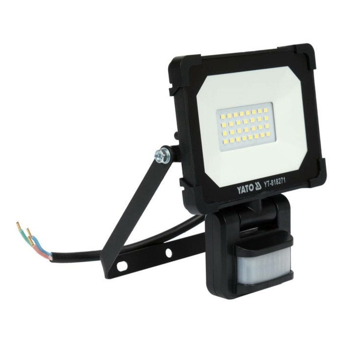 Прожектор з SMD-діодним випромінювачем і датчиком руху YATO : 20 Вт, 230 В, 1900 лм, 30 діодів [16]