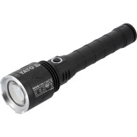 Фонарь ручной LED-диодный аккумул. YATO Li-Ion 7.4 В, 5 АГод, режимы 8000/4500/1150 Lm, зарядка от USB