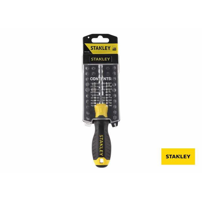 Отвертка держатель насадок HEX 1/4" STANLEY с насадками: компл. 34 шт.
