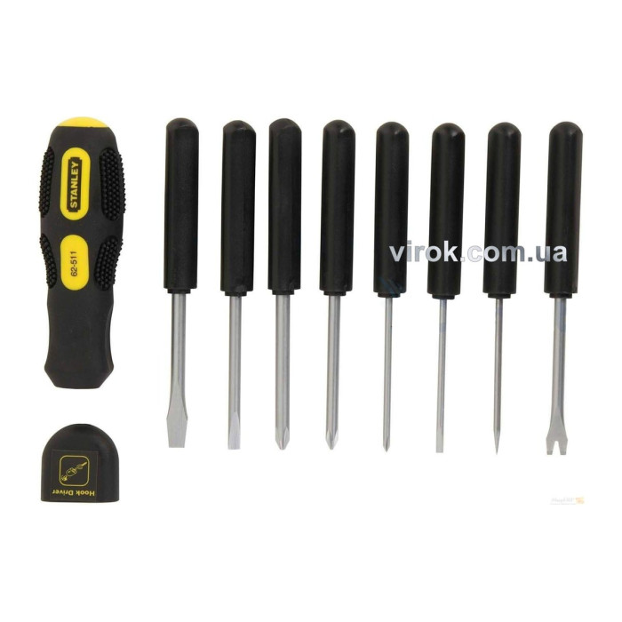(DW) Отвертка STANLEY "Multifunctional" : 8 насадок, (комплектация 9 шт.)