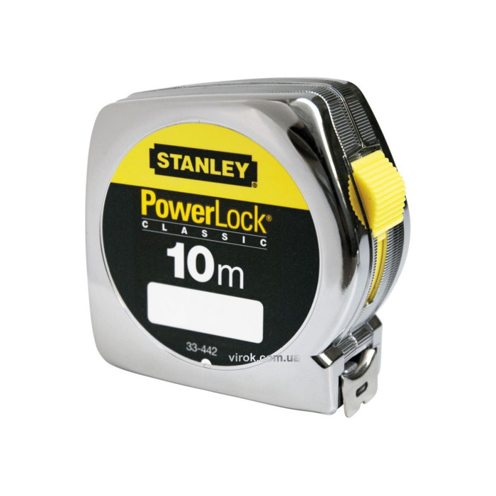 Рулетка STANLEY "Powerlock" : L= 10 x 25 мм. сталева стрічка з покр. Mylar, хромов. корпус