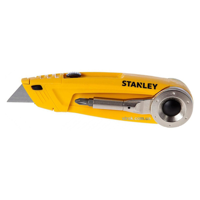 Ніж STANLEY: трапецевидне лезо +4 функції: ножівка, тримач викрутк. насадок, 2-стор. насадка DW