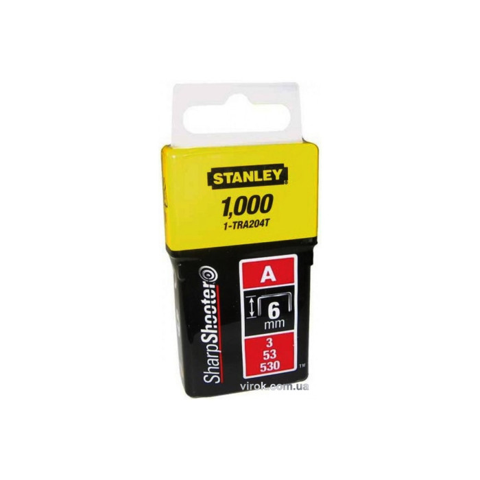 Скоба для степлера STANLEY "Light Duty" тип "А", h= 6 мм, 1000 шт.