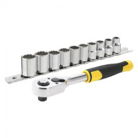 Трещатка с головками STANLEY: квадрвт 3/8", 72 Зубцы. шаг 5* + 10 торц. гол. [11 ед.]