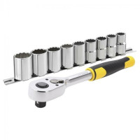 Трещатка с головками STANLEY: квадрвт 1/2", 72 Зубцы. шаг 5* + 9 торц. гол. [10 ед.]