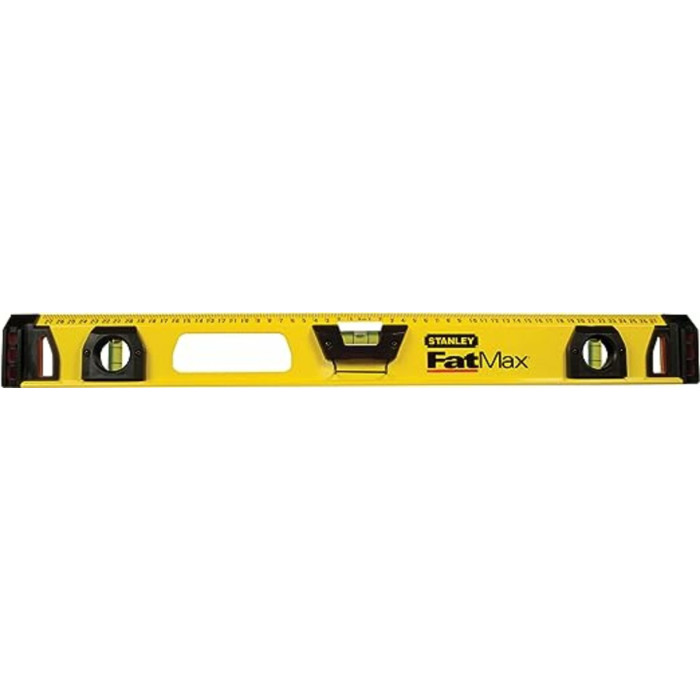 Рівень STANLEY "FatMax I Beam": L= 60 см, 3 капсули, алюмінієвий корпус + олівець, похибка 0,5 мм/м