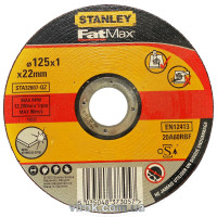 Круг відрізний по металу/нержавійці STANLEY : Ø= 125х22мм, h= 1 мм DW