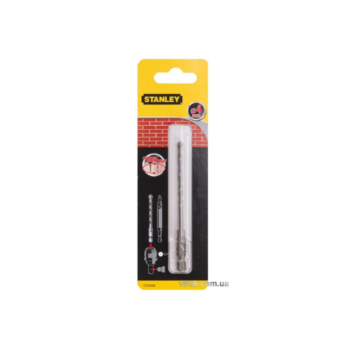 Свердло по цеглі STANLEY SuperLock : Ø= 4 x 180 /50 мм. хвостик HEX- 1/4"