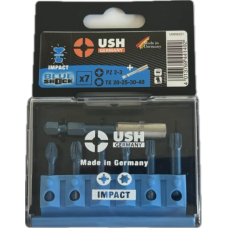 Набор отверточных насадок Blueshock USH: 1/4", PZ2-3; T20-25-30-40, магнитный держатель, 7 элем.