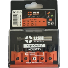 Набор отверточных насадок Industry USH: 1/4" с магнитным держателем, T10-T40, 12эл.