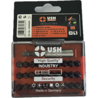 Набор отверточных насадок USH Industry : 1/4" с держателем, Torx, HEX, Spaner, Try-wing. Torq, 31 эл.