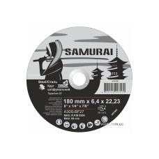 Диск шліфувальний по металу SAMURAI ТМ VIROK : A30S-BF27, Ø= 180х22.23 мм, t= 6.4 мм