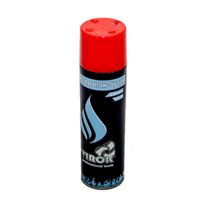 Балон газовий для запальничок VIROK 150g/250ml.  1-разовий (4 перехідників на кришці) [12 шт/уп]