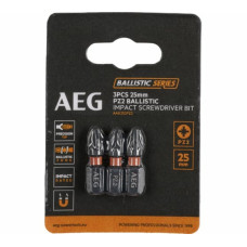Насадки викруткові ударостійкі AEG: PZ2, l= 25 мм, 3 шт. DW