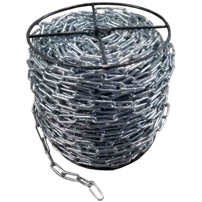 Ланцюг з довгою ланкою оцинкований ТМ "VIROK" DIN 5685C; Ø= 5 мм, 25 кг, l= 62 м ± 1,0% (TR)