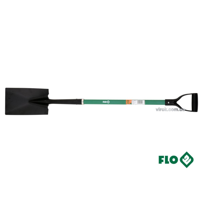 Лопата штикова FLO пряма : 17.5 x 27 x 120 см, сталева основа, скловолоконна ручка [6]