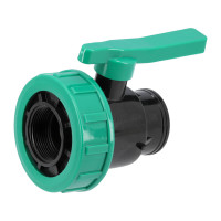 Кран шаровой к водяным пластиковым трубам &Oslash;= 3/2" Х 3/2" F/F-резьб FLO из полипроп, для давления 16Bar