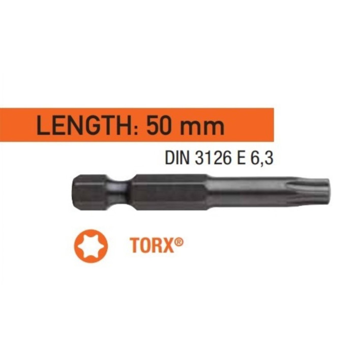 Насадка викруткова USH Industry : TORX T10 x 50 мм. подовжена Уп. 10 шт.