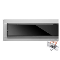Трап підлоговий для душу з нержавіючої сталі "BLACK GLASS" FALA; 60х 7х 7 см [6]