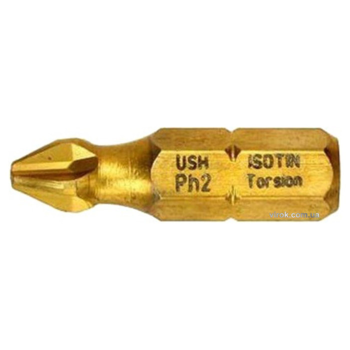 Насадка викруткова USH ISOTIN : PHILIPS PH2 x 25 мм (Титанове покриття) Уп. 10 шт.