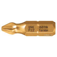 Насадка отверточная USH ISOTIN: Pozidriv PZ2 x 25 мм. Torsion, титановое покрытие. Уп. 10 шт.