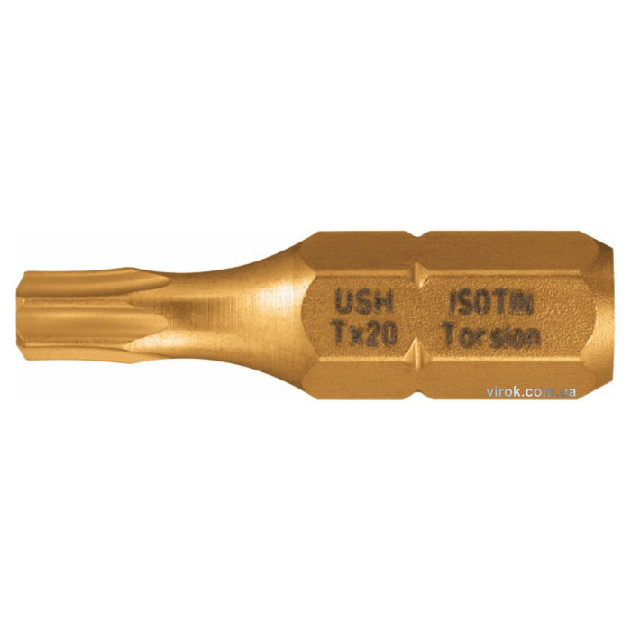 Насадка викруткова USH ISOTIN : TORX T30 x 25 мм. Torsion, титанове покриття. Уп. 10 шт.