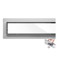 Напольный трап для душа из нержавеющей стали "WHITE GLASS" FALA; 70х 7х 7 см [6]