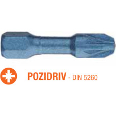 Насадка викруткова ударна USH Blue Shock : Pozidriv PZ2 x 30 мм Torsion, Уп. 25 шт.