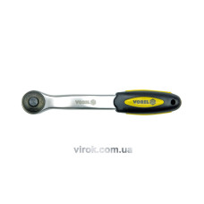 Трещатка VOREL к торцевым головкам, изогнутая, квадрат 1/4", L= 150 мм, 72T, CrV [6/36]