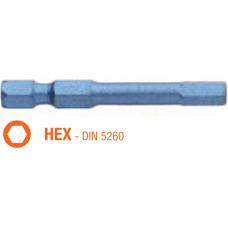 Насадка отверточная ударная USH Blue Shock: HEX 3 x 50 мм шестигранная удлиненная, Уп. 5 шт.