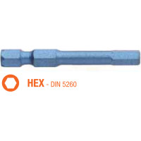 Насадка викруткова ударна USH Blue Shock : HEX 5 x 50 мм шестигранна подовжена, Уп. 5 шт.