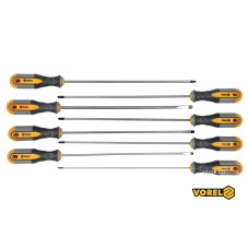 Набор отверток с удлиненными стержнями VOREL: L=325 мм, SL, PH, TORX, Cr-V, 8 шт [10]
