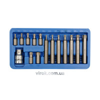 Насадки отверточные VOREL: адаптер квадрат 1/2", "TORX" T20-T55, 30-75 мм, CrV. Набор 15 шт. [20]