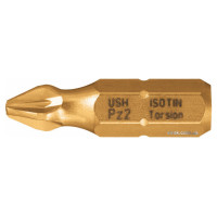 Насадка викруткова USH ISOTIN : Pozidriv PZ3 x 25 мм. Torsion, титанове покриття. Уп. 10 шт.
