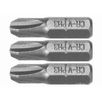 Насадки викруткові STHOR : Phillips PH1, PH2, PH3 x 25 мм, HEX 1/4", Cr-V, 3 шт (DW)