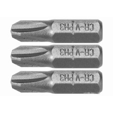 Насадки викруткові STHOR : Phillips PH1, PH2, PH3 x 25 мм, HEX 1/4", Cr-V, 3 шт (DW)