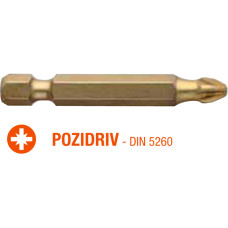 Насадка отверточная USH ISOTIN: Pozidriv PZ3 x 50 мм. Torsion. титановая, удлиненная. Уп. 10 шт.