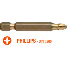 Насадка викруткова USH ISOTIN : Phillips PH2 x 50 мм. Torsion. титанова, подовжена. Уп. 10 шт.
