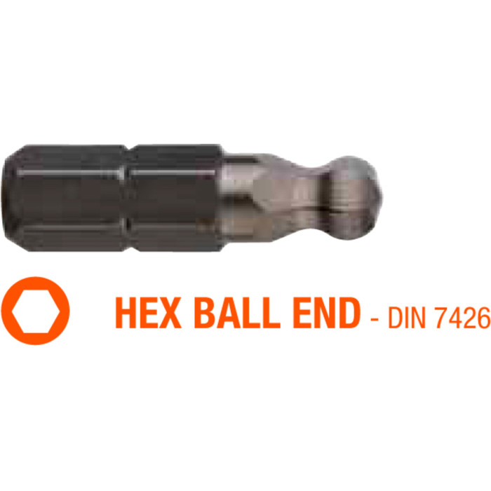 Насадка викруткова USH Industry з кулястим наконечником: HEX SW3K x 25 мм, Уп. 5 шт.